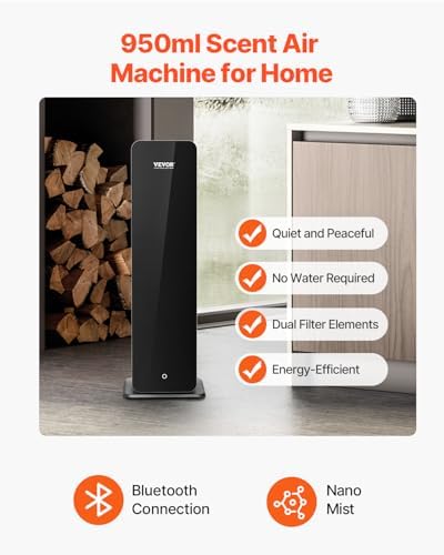 VEVOR 950ml Scent Air Machine, 2500sq.ft Waterless Essential Oil Diffuser with Bluetooth Smart Connection, Floor Standing Cold Scent Air Diffuser Machine for Large Room Hotel Office Home - Image 2