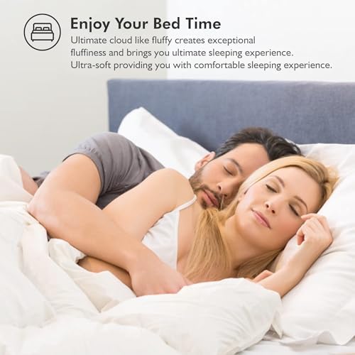 Luxurious King/Oversized King 108" x 98" Size Goose Down Fiber Waterfowl Feather Fiber Comforter Duvet, 100% Egyptian Cotton Cover, 65 oz. Fill Weight, Baffle Box Design, White Solid - Image 6