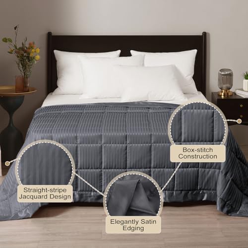 downluxe Weighted Blanket King Size, 18 lb Weighted Blanket with Glass Beads for All Season, Machine Washable Heavy Blanket (Grey, 108 X 90 Inch) - Image 2