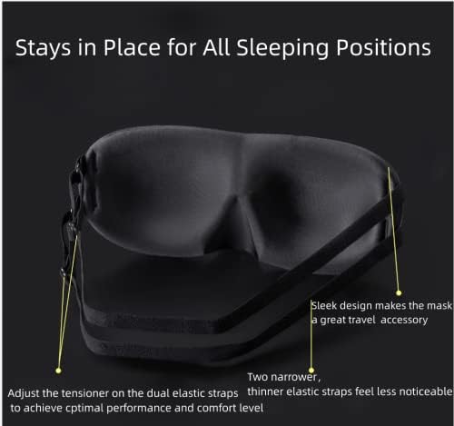 ALASKA BEAR Sleep Mask 2 Straps, Deep Concave Molded Foam Mask with Convex Eye Cups and Light Blocking Nose Contour, Two Adjustable Elastic Bands Stay on Head w/o Slipping, Black - Image 4