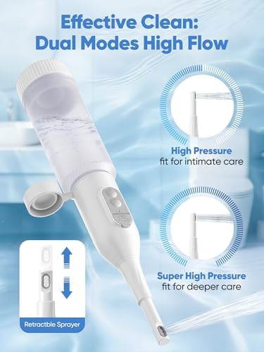 Portable Bidet for Travel – Electric Peri Bottle with Dual Spray Modes, 360° Nozzle, Water Bottle Adapter, USB Rechargeable, Waterproof, Travel Bidet for Postpartum & Personal Hygiene (White) - Image 3
