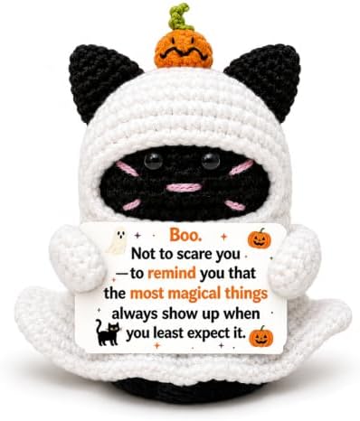 Halloween Boo Basket Stuffer Positive Crochet Cat Gifts for Women Men by Unknown