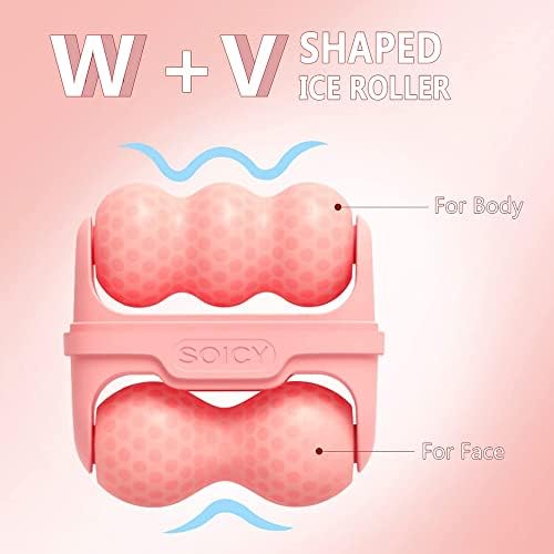Deashun 2 in 1 Ice Roller for Face Eye, Face Massager Roller for Eye Puffiness, Reduces Wrinkles, Relief Migraine and Minor Injury, Cold Facial Skin Care Tools Ice Roller (Pink) - Image 3