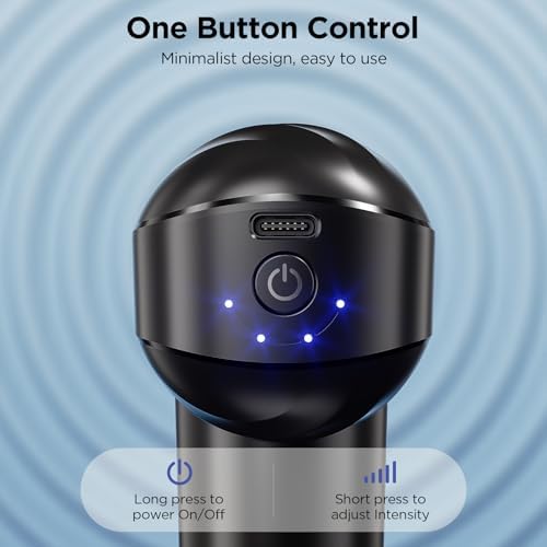 Mini Massage Gun, Powerful Handheld Muscle Massager for Muscle Relaxation, Deep Tissue Percussion Small Massage Gun Travel Massager with 4 Massage Heads Silent Brushless Motor, Black - Image 4