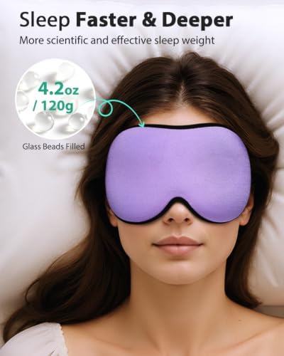 MABAO Weighted Sleep Mask, 100% Blackout Blindfold for Sleeping, Purple - Image 2