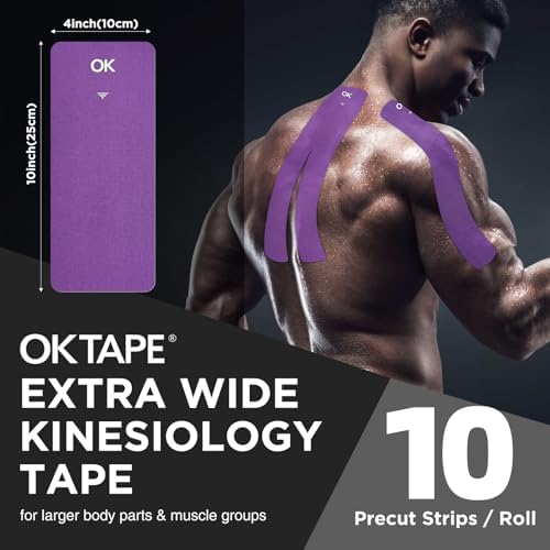 OK TAPE Extra Wide Kinesiology Tape for Shoulder, Back, Precut Strips - Image 2