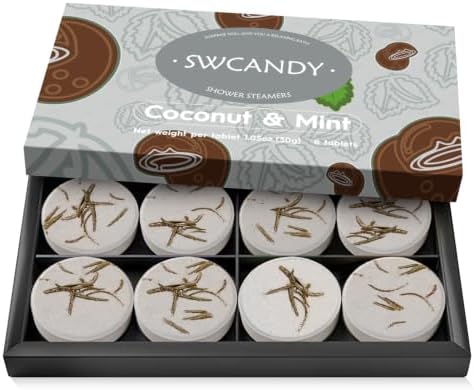 SWCANDY Coconut & Mint Shower Steamers 8 Pack, Home Spa Self Care by SWCANDY