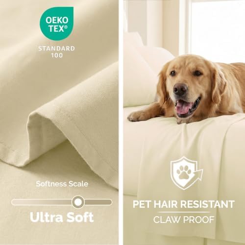 2-Pack Full Size Flat Sheets Only 80x94 Microfiber Flat Bed Sheets Cream - Image 4