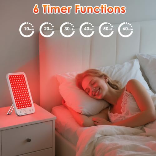Red Light Therapy for Face Body, Red Light Panel with Adjustable Stand, 660nm and 850nm Near Infrared Therapy Lamp with 3 Modes, 6 Adjustable Brightness and Timer, Home and Travel Use,Gift for Women - Image 5