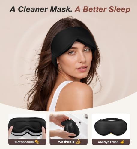 Modal Premium Sleep Mask for Men & Women - 100% Blackout Sleeping Eye Mask for Side Sleepers 3D Zero Pressure Lash Friendly Removable Cup Easy Wash Ultra Soft, Perfect for Sleep/Travel/Nap/Office - Image 2