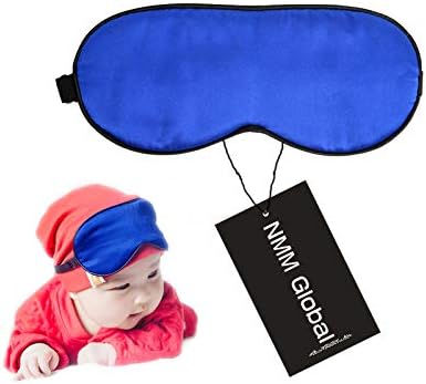 100% Natural Silk Sleep Eye Mask Kids, Cute Night Sleeping Mask with Adjustable Elastic Strap for Newborn (Baby Blue Small) by NMMGlobal