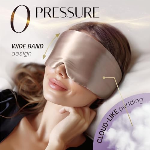 Silk Sleep Mask Soft Pressureless: 100% Mulberry Silk for Eye Skin Anti Wrinkles, Large Size for Total Blackout, Adjustable Wide Velcro Ear Cover - Image 5