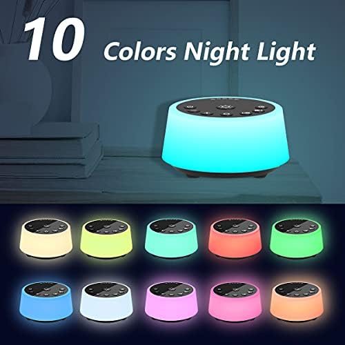 Color Noise Sound Machines with 10 Colors Night Light 25 Soothing Sounds and Sleep White Noise Machine 32 Volume Levels 5 Timers Adjustable Brightness Memory Function for Adults Kids Baby - Image 3