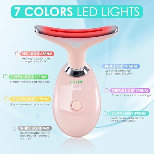 Facial Massager Red-Light-Therapy-for-Face and Neck, Face  culpting Wand with 7 Color (Bright Pink) - Image 2