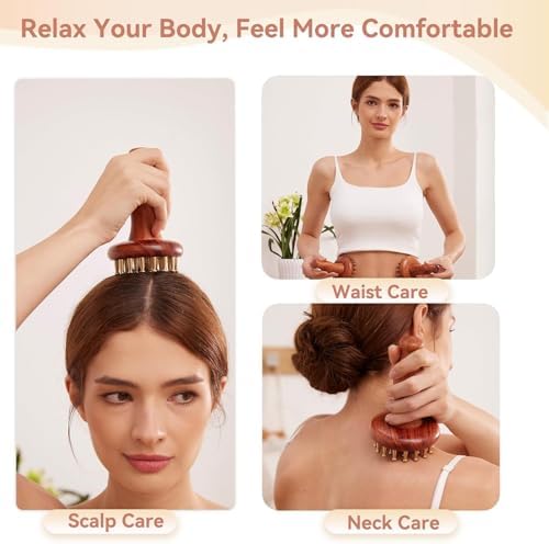 Meridian Massage Brush for Belly, 29 Teeth H62 Brass Massage Tool, Belly Massage Brush for Body and Scalp, Chinese SPA Gua Sha Tool for Body (2PCS) 黄铜经络刷 经络刷 - Image 3