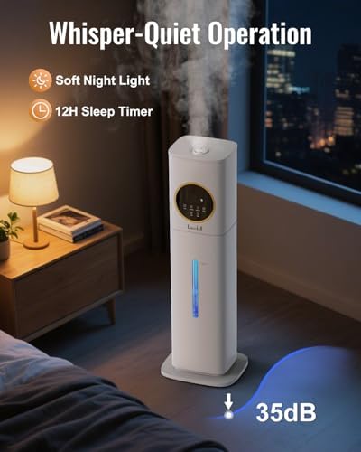 LACIDOLL 8L Humidifier for Bedroom with Night Light Diffuser, White - Image 5
