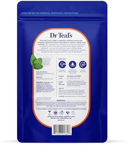 Dr Teal's Epsom Salt Magnesium Soak, Pre & Post Workout with Menthol & Essential Oils, 3 lbs - Image 2