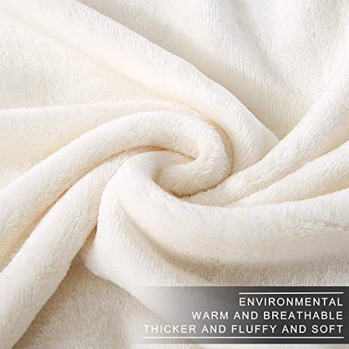 Richave 350GSM Fleece Blankets Queen Size for The Bed Warm Sofa Blanket 90" x 90"(Ivory Queen) - Image 3