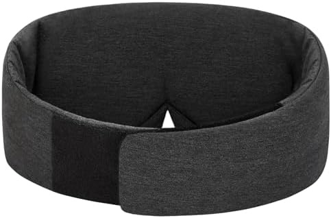ALASKA BEAR Wraparound Style Organic Cotton Eye Mask with Padded Nose, Big Wide Headband and Large Coverage Ear Muff Sleeping Mask with Bottom Flap for Full Blackout, Dark Grey - Image 2