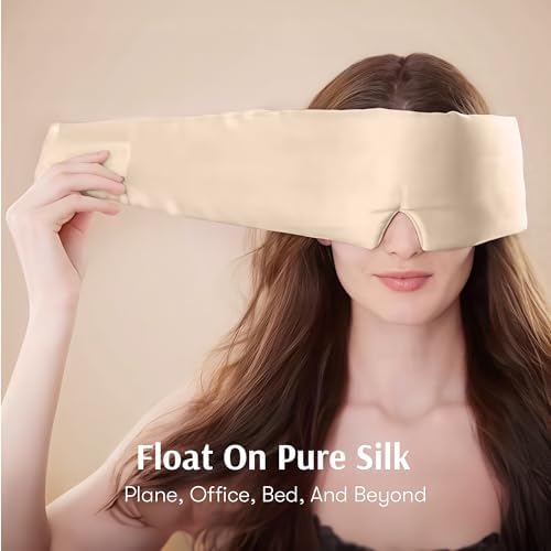 Silk Sleep Mask for Women and Men, Side Sleeper, 22 Momme Pure Mulberry Silk Total Blackout 100% Mulberry Eye Mask with Adjustable Headband Full Size, Eye Masks for Sleeping and Travel - Image 3