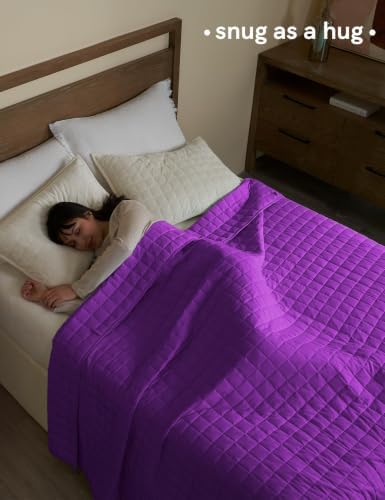 YnM 5lbs Weighted Blanket for Adults,Cotton Heavy Bed Throw Blanket with Cooling Glass Beads for All Season Use, Ideal for ~40lbs (41x60 Inches, Twin, Fuchsia Purple) - Image 3