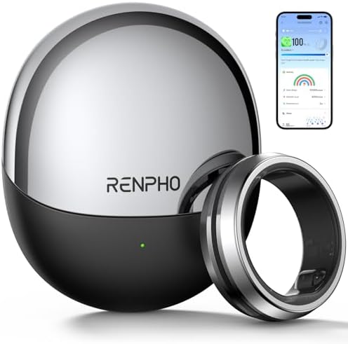RENPHO Lynx Smart Ring, Subscription-Free App, Silver, Size 6 by RENPHO