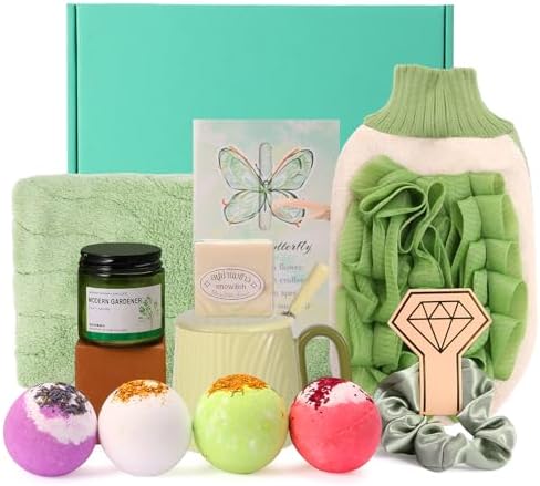 Luxury Women’s Gift Set 12PCS – Spa Bath Box with Mug, Candle, Bath Bombs, Soap & Hair Towel – Relaxation Self-Care Gift for Birthday, Christmas, Mother’s Day by Masadoras