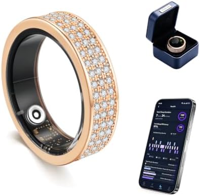 Venlan Smart Ring for Women - Elegant Rose Glod Fitness Ring with 100+ Zirconia Crystals, Dual-Plated Platinum Coating, Real-Time Heart Rate, Sleep & Temperature Monitoring(#6) by Unknown