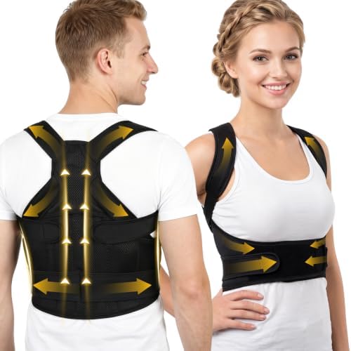 Adjustable Posture Corrector Back Brace for Men Women, Upgraded Flexible Full Back Support Brace, Breathable Invisible Back Straightener for Posture Improving and Pain Relief,Neck,Shoulder,Waist Pain (S) by Unknown