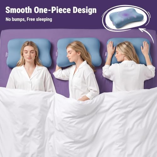 ZZ-WELL Side Sleeper Pillow - Patented Cervical Neck Pillow for Sleeping with Cooling Cover - High Loft Heavy Density Memory Foam Pillows for Side Sleepers & Broad Shoulders Adults (Blue) - Image 4