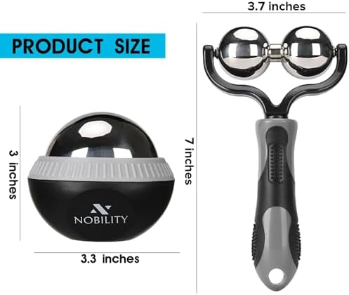 Nobility Massage Ball Roller– Ice Cold and Hot for Deep Tissue and Sore Muscle Relief of Stiffness and Stress, Body, Neck, Back, Foot, Plantar Double Grey - Image 3