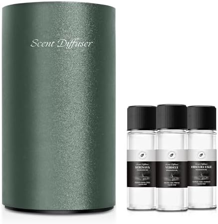 Waterless Essential Oil Diffuser Starter Kit - No Water Needed, Battery Operated Mini Scent Air Machine, Included 3x20ML Essential Oils, Portable Aromatherapy Diffuser for Home & Car & Office, Green by EvCZen