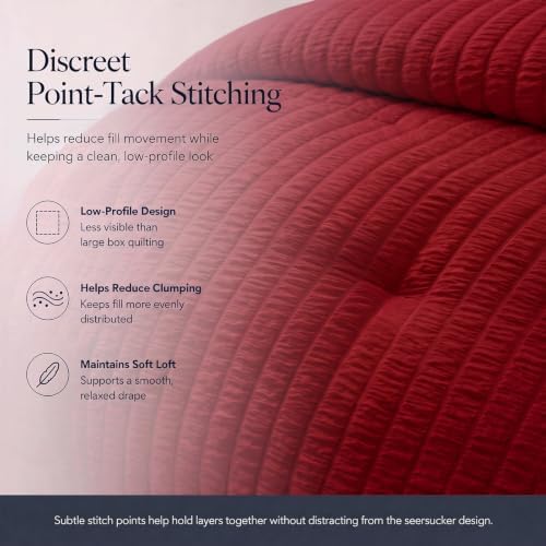 CozyLux King Size Comforter Set, 7 Pieces Dark Red Seersucker Bed in a Bag - Image 4