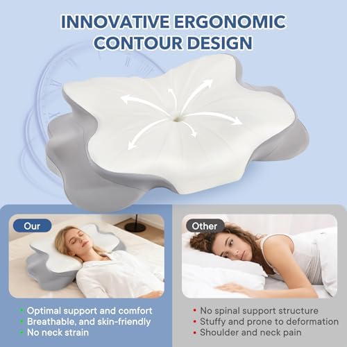 Cervical Pillow for Neck and Shoulder,Contour Memory Foam Pillow,Ergonomic Neck Support Pillow for Side Stomach Back Sleepers with Skin-Friendly Pillowcase (White) - Image 5