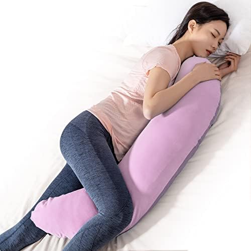 BYRIVER 43" Pink Purple Cute Body Pillow for Side Sleeping Women Girl, C Shaped Pregnancy Pillow for Neck Shoulder Hip Pain Relief, Pillow Between Knee Leg, Gifts for Mom (Zi-XL) - Image 4