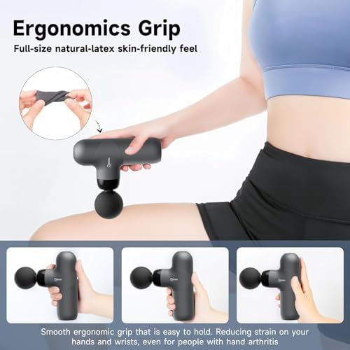 cotsoco Mini Massage Gun, Deep Tissue Percussion Muscle Massager, Compact Portable Handheld Massager with 6 Heads & 4 Speeds, Quiet for Home, Gym, Office, Travel, Gift for Men and Women - Image 6