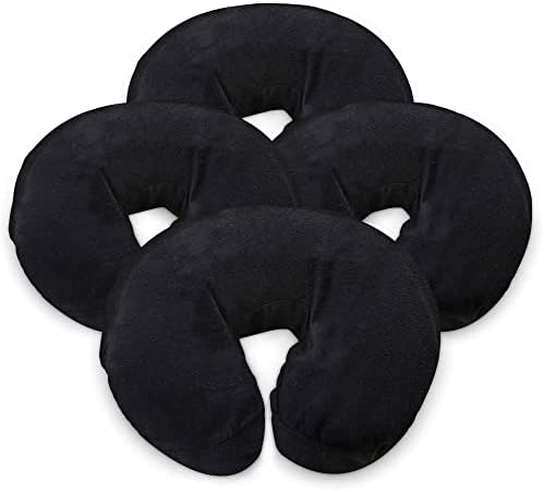 LONDON LINENS Pack of 4, Premium Extra Thick 100% Cotton Flannel Massage Tables Face Cradle Covers Cozies Fitted - Includes 4 pcs (Black) by LONDONLINENS