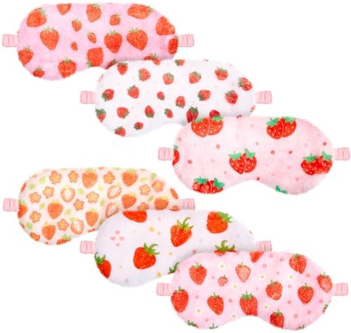 Cuffbow 6 Pack Fuzzy Sleep Masks Plush Eye Mask,Strawberry,Pink by Cuffbow