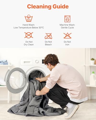 VEVOR Weighted Blanket 88 x 104 inch - King Size, 20 lbs Heavy Blanket with Cooling Glass Beads, Soft & Breathable for All-Season Use, Suitable for Adults 200-250 lbs, Ideal Gift Choice (Grey) - Image 6