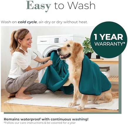 Waterproof Blanket for Bed & Couch Protection, Blue/Beige, 60"x80" - Image 4