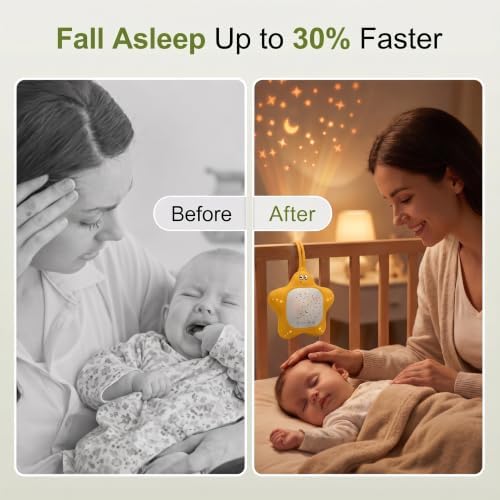 Portable White Noise Sleep Soother Baby Sound Machine with Star Projector - Image 3