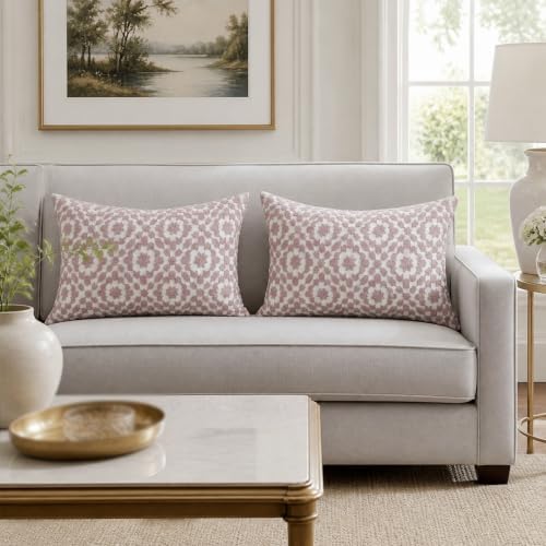 Decorative Pillowcase Embroidered Mina Trellis Dusk Lilac Mauve 12 x 20 inch Decorative Lumbar Throw Pillow Cover 30x50cm Dusk Pink Lilac 1pc Cotton Canvas - Image 4