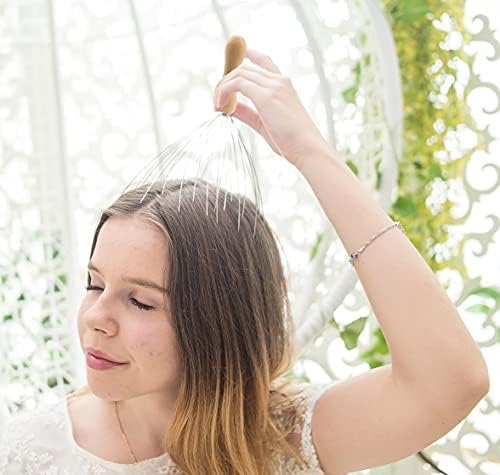 USAGA 32 Fingers Head Massager Head Scratcher Scalp Massager Wood Handle - Image 2