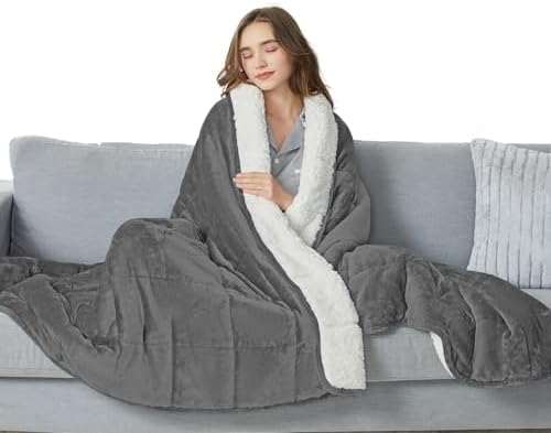 yescool Weighted Blanket for Adults (20 lbs, 60" x 80", Light Gray) Heavy Blanket for Sleeping Perfect for 140-160 lbs, Queen Size Breathable Blanket with Premium Glass Bead, Machine Washable - Image 2