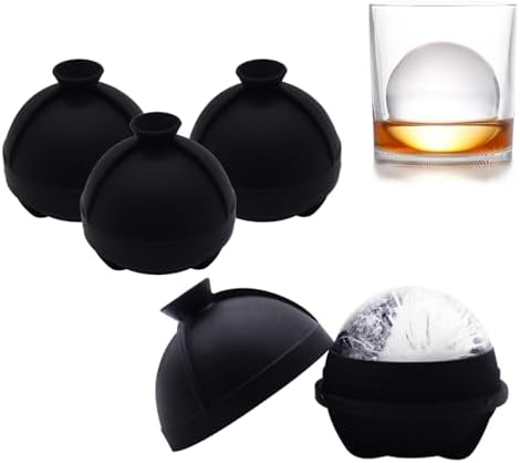 Silicone Ice Ball Molds with Built-in Funnel for Whiskey,Set of 4 by Helpcook