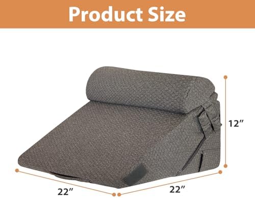 BIEEZZK Orthopedic Bed Wedge Pillow Set 3Pcs, Adjustable Memory Foam, Pillow Wedge for Post Surgery, Back Pain Relief, Triangle Pillows for Acid Reflux, Snoring, GERD, Dark Grey - Image 3