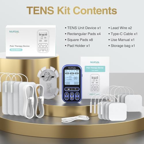 NURSAL 60 Modes TENS Unit Muscle Stimulator for Pain Relief Therapy, 3-in-1 Dual Channel EMS Muscle Stimulator for Back, Shoulder, Neck, Knee, Sciatica, Rechargeable TENS Machine with 12 TENS Pads - Image 7