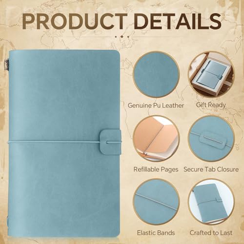 Sabary 8 Pcs Standard Size Refillable Leather Journal Bulk, Deep Color - Image 4