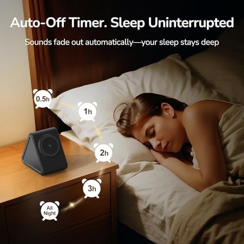 Housbay Sound Machine with Magnetic Wireless Charger for iPhone, 2-in-1 Design for Clutter-Free Nightstand, Dual-Speaker Stereo Sound for Sleeping - Black - Image 5