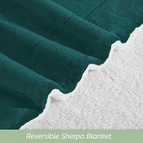 Elegant Comfort Ultra Soft Reversible Flannel Sherpa Blanket - Cozy Silky Fleece Throw for Couch, Bed - Plush Fuzzy Warm Winter Blanket for Gift, Full, Turquoise - Image 5